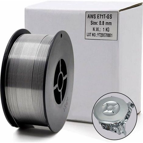 AGE Bobine de Fil Fourre de Flux Sans Gaz Auto-blinde E71T-GS 0.8mm 1kg Pour le Soudage MIG Universel Pour Tous Azimuts (1/5)