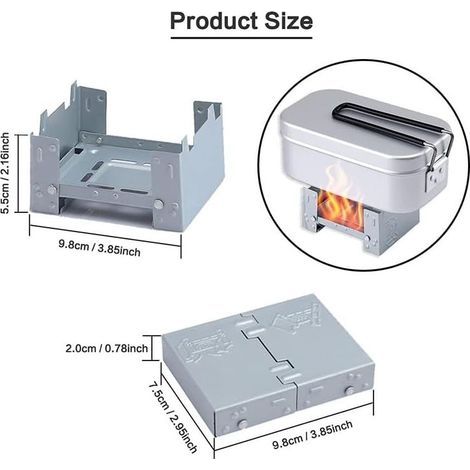 1 réchaud portable à combustible solide, réchaud pliable pour four à alcool solide épais pour camping, randonnée, pique-nique, barbecue (1/4)