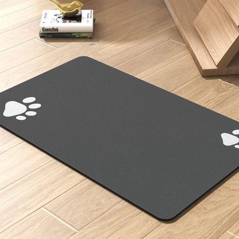 Alfombrilla para comederos de mascotas, Resistente a las manchas, Alfombrilla de secado rápido para bebedero, Accesorios para perros, 50x30 cm (1/5)