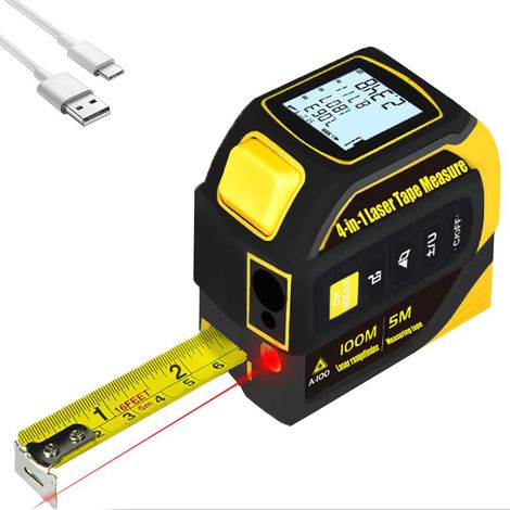 Télémètre Laser 100m Rechargeable Avec Niveau Électronique Intégré Précision ±0,1 Pouce Pour Chantier (1/5)