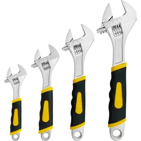 4-teiliger verstellbarer Schraubenschlüsselsatz, 4 Größen, Schnellspannhebel aus Kohlenstoffstahl, multifunktionaler verstellbarer Schraubenschlüssel mit metrischer Skala und rutschfestem Griff für di (1/5)