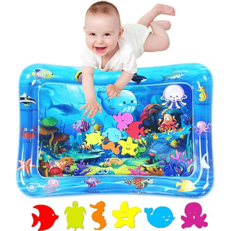 Grand tapis d’éveil aquatique bébé sans BPA, jouet sensoriel ventouse pour tummy time 3-9 mois, stimulation motricité développement précoce (1/5)