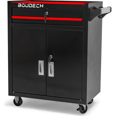 Buddy - Carro de taller de dos puertas con cajn y cerradura, armario de garaje con ruedas autobloqueantes (1/5)