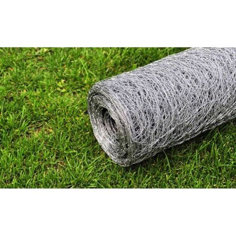 Grillage à poules en acier galvanisé 25 x 0,5 m, maille hexagonale fine de 13 mm, pour volière, poussins, poulailler et jardin, argent (1/5)