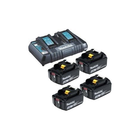 Makita 4x BL1840B Akku 4,0 Ah 18V Li-Ion + DC18RD Doppelschnellladegerät - DC18RD-BL1840-4x