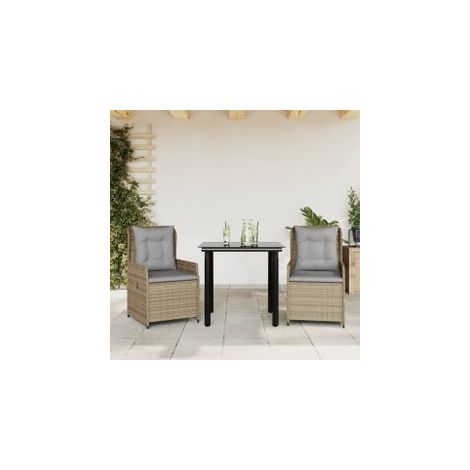Ensemble à manger de jardin et coussins 3 pcs Beige poly rotin (1/5)