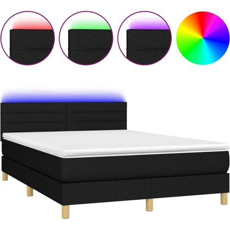 Maison Exclusive - Boxspringbett mit Matratze & LED Schwarz 140x1