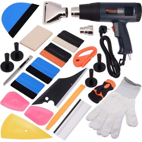 Window Tint Covering Kit for Vinyl Car Wrapping with LCD Heat Gun, Car Window Tint Film Kit (1/5)
