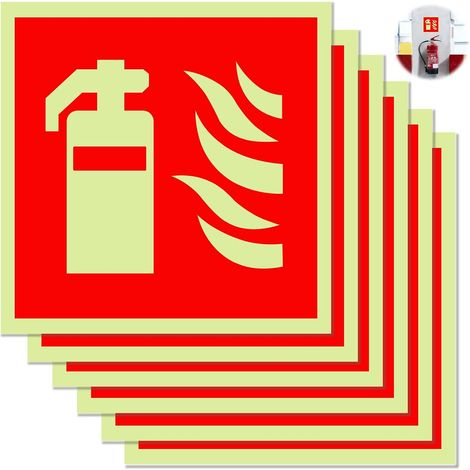 6 Pièces Panneau Extincteur Autocollant, Panneaux de Sécurité, 15 x 15 cm Panneau Incendie Extincteur, Autocollants Sécurité Incendie pour Bureau, Chantier et Voiture, Maison (1/5)