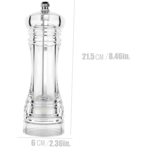 Lot de 2 grands moulins à poivre rechargeables en acrylique transparent de 20,3 cm avec rotor en céramique pour la cuisine (1/4)