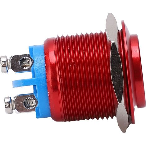 Interrupteur à bouton-poussoir en métal, tête haute, entièrement oxydé, réarmement automatique, vis de réglage, commande au pied, 19 mm (rouge) (1/5)