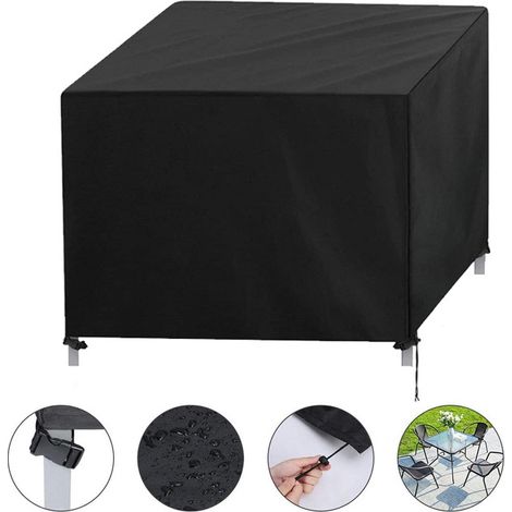 Waterproof Garden Furniture Covers 420D Oxford Waterproof and Dustproof for Medium Table with Chair Set, 11011085cm, Black (1/5)