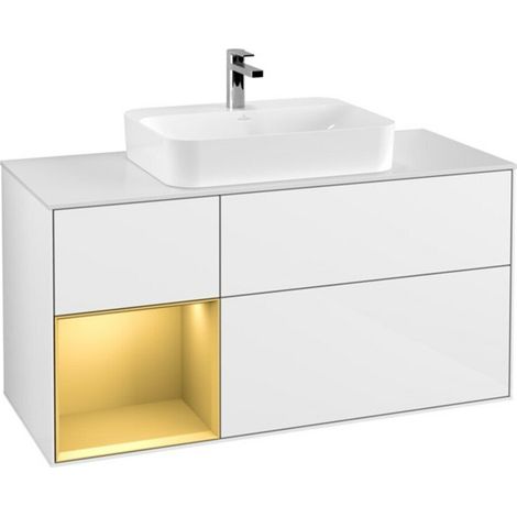 V&B Waschtischunterschrank Finion 120cm, Pl w m, Reg li gol m, glo wh. Lac (1/2)