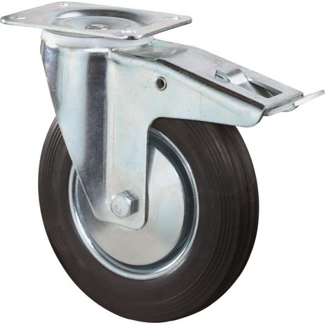 Lenkrollen Gummi 100mm mit Feststeller 104x80mm 70kg Tragfähigkeit Rollen Rad (1/5)