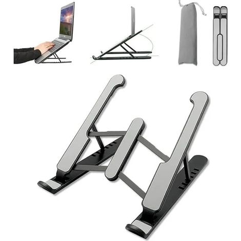 Support Ordinateur Portable,Support PC Portable Ventilé en Aluminium,pliable 6 niveaux réglables,compatible avec ordinateur (noir) (1/4)