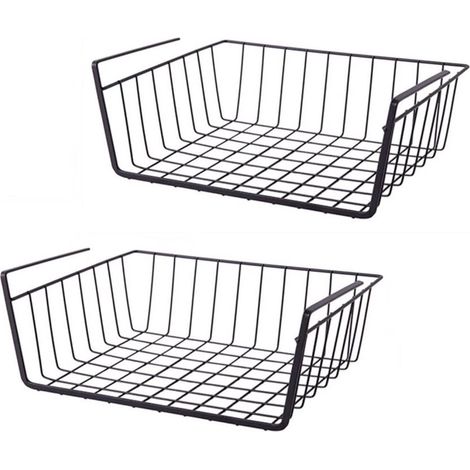 Ensemble de 2 paniers métalliques suspendus amovibles - rangement - panier suspendu pour armoire - décoration intérieure (1/5)