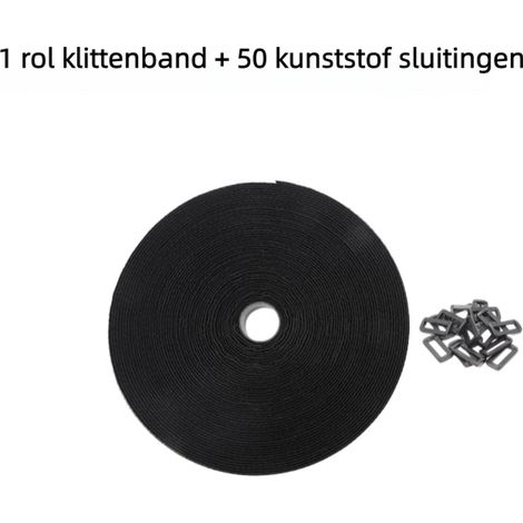 rouleau de sangle auto-adhésive à faire soi-même - Velcro - Longueur : 10 m, largeur : 16 mm - 50 boucles en plastique - Noir (1/5)