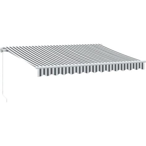 Store banne manuel rétractable, gris anthracite et blanc, 350 x 250 cm (1/5)