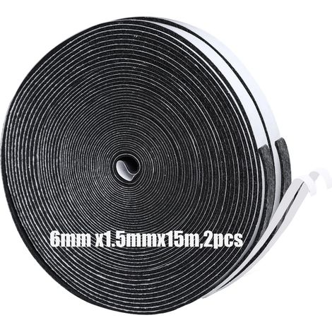 2 Bandes adhésives en mousse, 6mm x 1,5mm x 15m, joint étanche, isolation thermique, pour portes et fenêtres