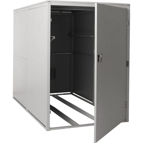 2er-Fahrradgarage HHG-852c, Gerätehaus Fahrradbox mit Ablage, abschließbar Metall 160x113x209cm hellgrau (1/5)