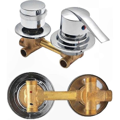 Messing-Badewannen- und Duschmischer, Fünf-Wege-Armatur, Gewindeumsteller, Warm- und Kaltwasseranschluss, integrierte Handbrausefunktion. (1/5)