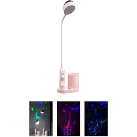 Lampe Projecteur Étoiles - Bureau Enfants - Rose - ABS PP - 44 x 17 x 8 5 cm - Batterie 2000 mAh - 3 Modes Couleur - 2 à 5 h Autonomie (1/5)