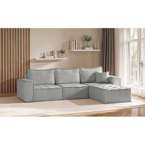 Ecksofa Modulsofa 3-teilig SANDE Stoff Alpine Hellgrau Ottomane Rechts (1/5)