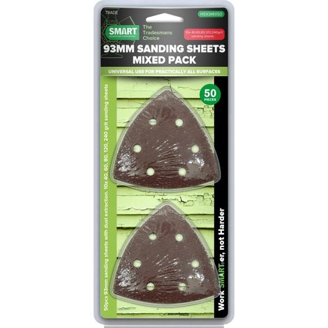 SMART Trade 93mm Multi Tool Mixed Grit Sanding Sheets Pack Of 50