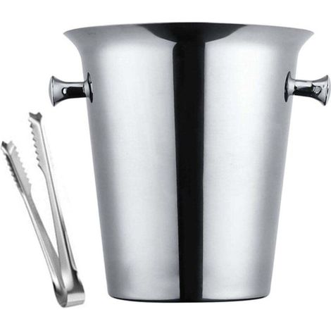 Seau à glace en acier inoxydable 5L, seau à champagne et à vin, récipient à glace pour bar d'hôtel, poignée argentée (1/5)