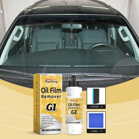Ölfilmentferner für Autoscheiben, Reinigungsmittel für Windschutzscheiben und Fenster, Reiniger für wasserabweisende Beschichtungen – 120 g + Schwamm + Handtuch -- DTEKGAZ (1/5)