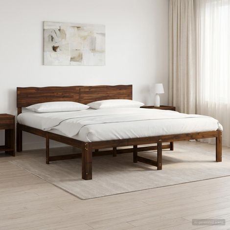 Cama doble con cabecero ROSTOCK Marrón Oscuro 180 x 200 cm (1/5)