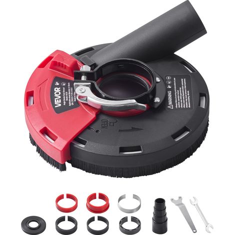 Capot de Protection pour Meuleuse d'Angle 100-125 mm Capot Anti-poussière pour Meuleuse Angulaire, avec 6 Rondelles Serrage, Adaptateur de Tuyau d'Aspirateur, Protection pour Meulage Bois Béton (1/5)