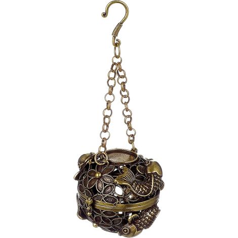 Copper Round Hanging Incense Burner Decorative Cone Holder with Opening (1/5)