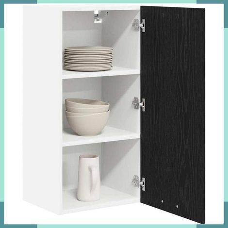 884259 Armoire suspendue Riga Chêne noir et Blanc 40 x 31 x 80 cm (1/5)