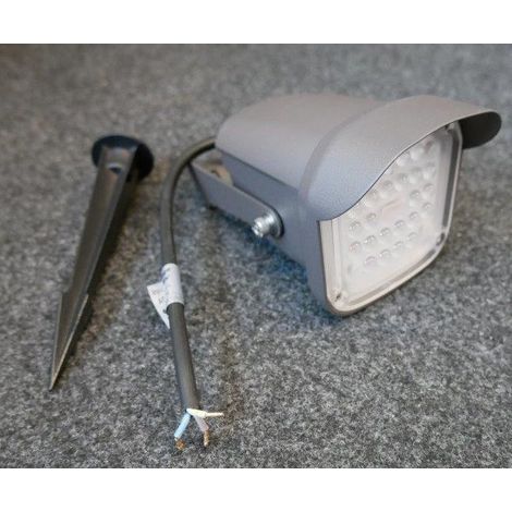Projecteur extérieur LED 12W gris mural/sol (piquet fourni) 97x97x139mm CCT variable 3000-4000K 1200lm 60° 230V IP65 LedFlood (1/2)