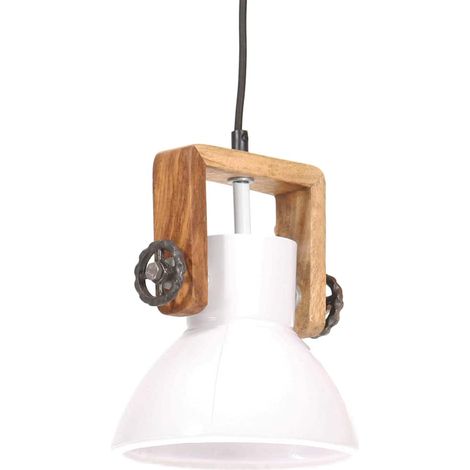 vidaXL Lámpara colgante industrial 25 W blanca redonda 19 cm E27 (1/2)