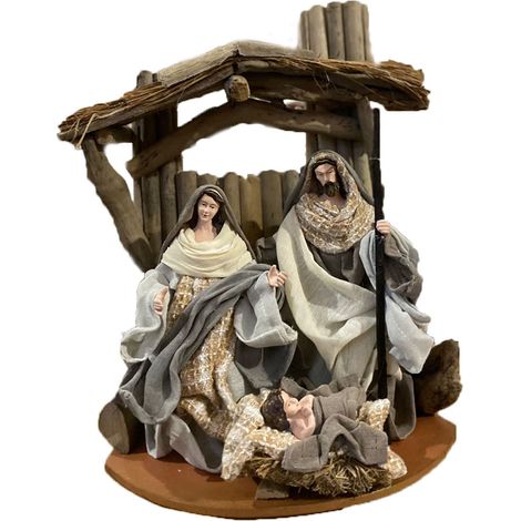 Natività sacra famiglia in tessuto presepe statua di natale completo decorazioni addobbi idea regalo bellissima e particolare da collezione (1/5)
