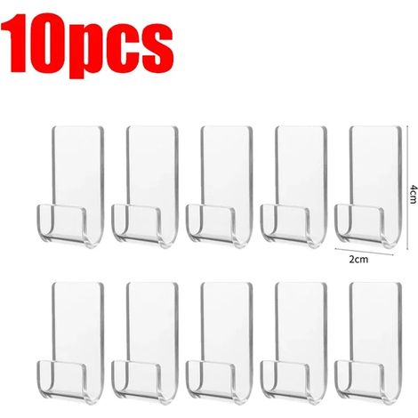 (Transparent - Lot de 10) Mini présentoirs pour disques vinyles, sans perçage, en acrylique transparent, avec crochets muraux et étagère pour CD. (1/5)
