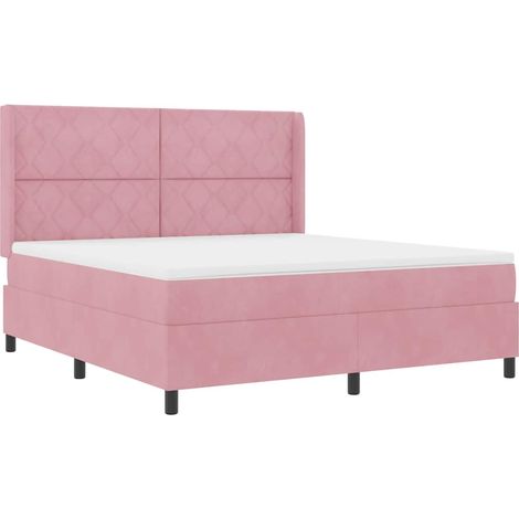 Maison Exclusive - Boxspringbett mit LED-Lichtleisten Rosa 180 x (1/5)