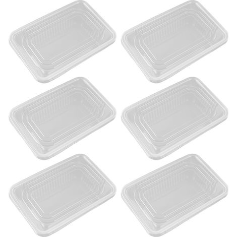 Boîtes repas rectangulaires micro-ondables 750ML, lot de 10, jetables. (1/5)
