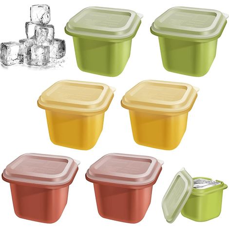 moule Glaons Carr,lot De 6 Bacs Glaons En Silicone Avec Couvercle, Cubes En Silicone Empilables (carrs) Pour Bire, Cocktails, Whisky Et Boissons