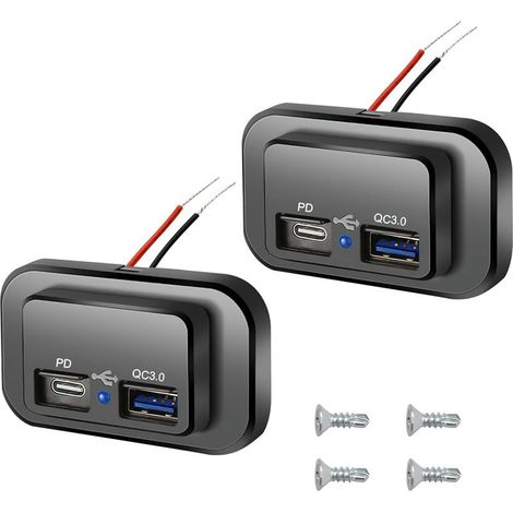 Doppelte USB-Ladebuchse (2-teilig), 4,8 A – 12 V/24 V USB-Ladepanel mit blauer LED-Anzeige, wasserdichter Schnellladeadapter für Auto, Bus oder Boot (1/5)