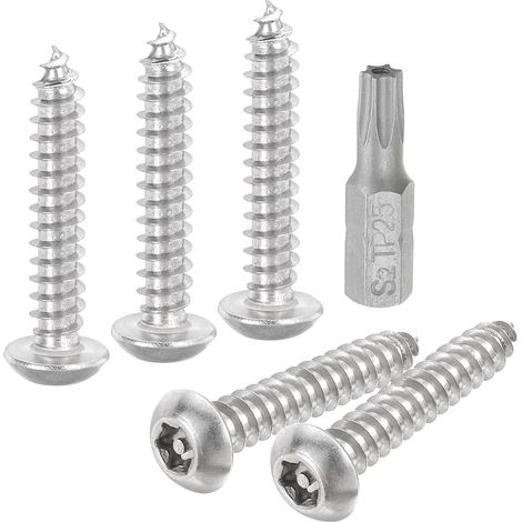 M5 x 30mm Vis à Tôle de Sécurité Torx à Tête Bouton Inox304 10Pcs (1/5)
