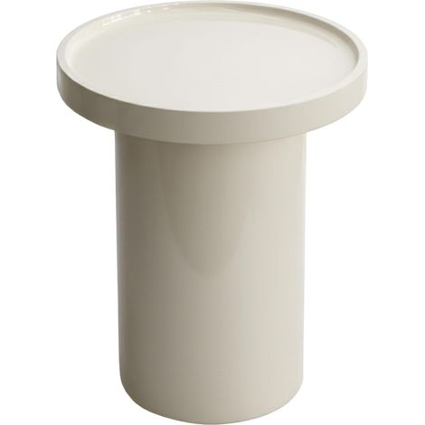 Table basse ronde 40 cm en MDF effet laqué ivoire