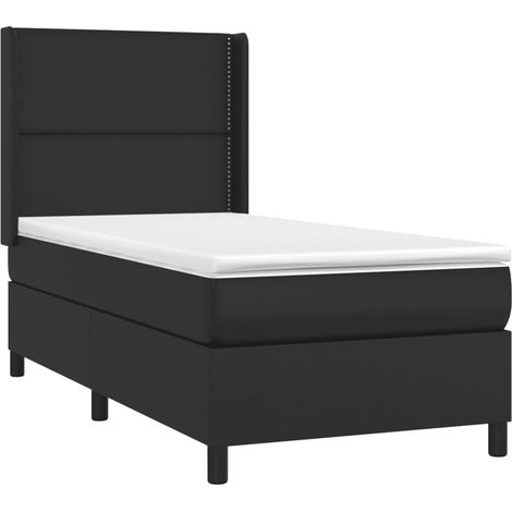 Struttura letto LED con materasso a molle 90x200 cm sintetico nero TDL0209036