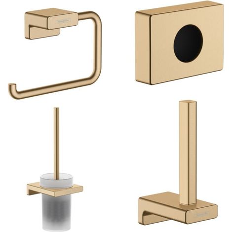 HANSGROHE Escobillero AddStoris + Portarrollos + Reserva portarrollos + Dispensador de bolsas higiénicas bronce cepillado