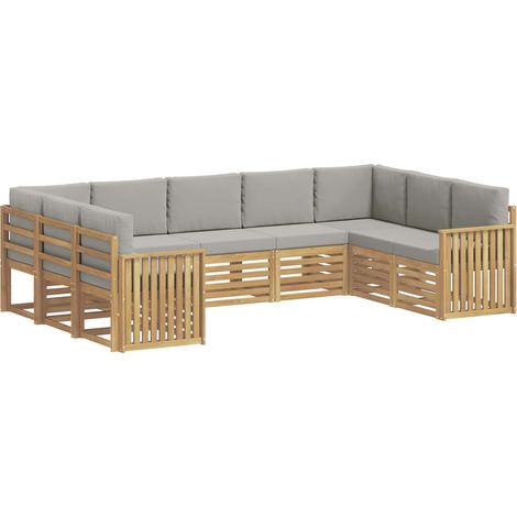 Set di divani da esterno 9 pz 9-Posti Bianco e Grigio Chiaro vidaXL (1/5)