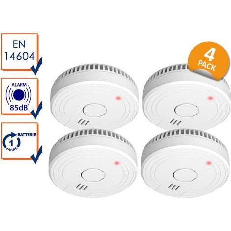 4er Set optische Rauchmelder DIN 14604 mit 1-Jahres Batterie