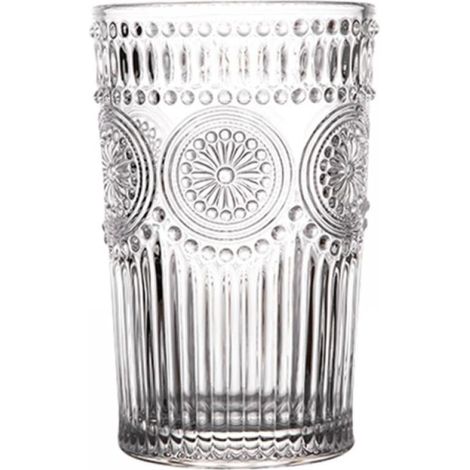 Verre À Jus - Verre À Cocktail - Verre À Whisky - Design Relief Classique Avec Liseré Doré - Lot De 4 Pièces (1/5)