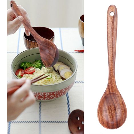 Teak-Suppenlöffel mit langem Griff, lebensmittelecht, für Zuhause, Restaurants und Hotels. (1/5)